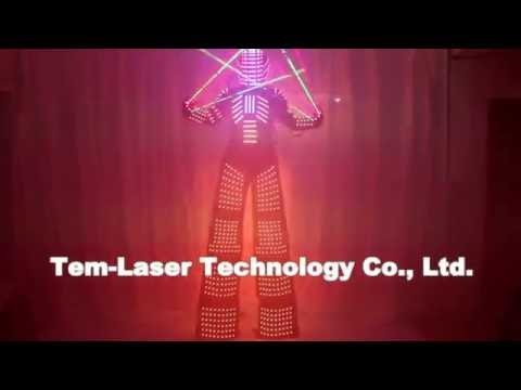 Traje LED Robot Costume Led Clothes Stilts Walker Costume LED Suit Costume Helmet Laser Gloves CO2 Jet Machine