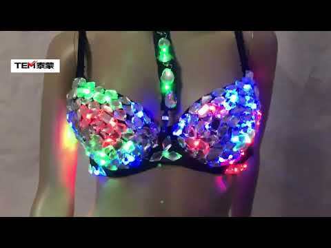 Sexy LED Bra Stage Bra Colorful Flash LED Glow Diamond Underwear for Singer Dance Punk Club Stage Wear