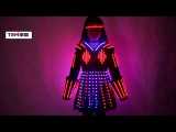 LED Robot Suit Costume Laser Glove Canvas Fashion Glowing Wedding Dress Clothes Luminous Headwear Short Skirt