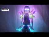 Full Color LED Costumes Colorful Light RGB Women Skirt DJ Bar Wears Led Ballroom Dance Bra Programming Sexy Dress