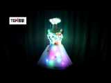LED Glowing Wedding Dress Clothes Luminous Headwear Short Low Cut Group Skirt Women Ballroom Dance Clothing