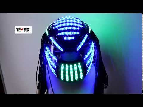 LED Helmet Monochrome Full Color Luminous Racing Helmets RGB Waterfall Effect Glowing Party DJ Robot