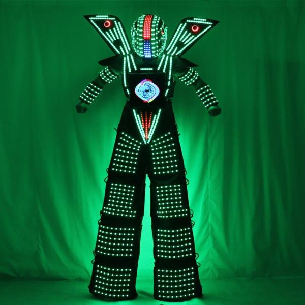 Traje LED Robot Costume led Clothes Stilts Walker Costume LED Suit Costume Helmet Laser Gloves