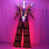 Traje LED Robot Costume led Clothes Stilts Walker Costume LED Suit Costume Helmet Laser Gloves