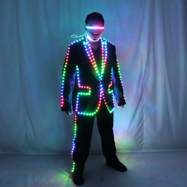 Digital Full Color LED Suit Remote Control LED Jacket for Bar Hosting, Wedding Men's dress Costume Tron suit