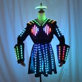 Full Color LED Leather Skirt Female Robot Outfit Stage Performance Bar Sexy Night Club DJ Singer Dance Dress