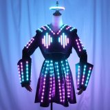 Full Color LED Leather Skirt Female Robot Outfit Stage Performance Bar Sexy Night Club DJ Singer Dance Dress