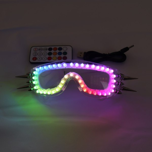 Full Color Led Luminous Glasses 7 Colors Flashing Halloween Party Mask Light Up Eyewear For DJ Club Stage Show