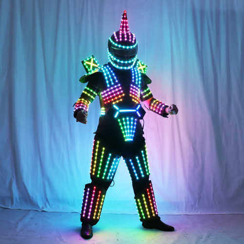 Full Color LED Robot Suit Stage Dance Costume Tron RGB Lighted Luminous Outfit Team Wears Cosplay Dress Vest Disco