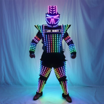 Full Color LED Robot Suit Colorful Luminous Glowing Wears Dancing Costumes Model Show Dress Clothe DJ Bar Performance