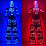 Traje LED Robot Costume Led Clothes Stilts Walker Costume LED Suit Costume Helmet Laser Gloves CO2 Jet Machine