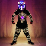 RGB Colorful Led Luminous Robot Suit with LED Helmet Illuminated LED Growing Light Performance Stage Costume Clothes