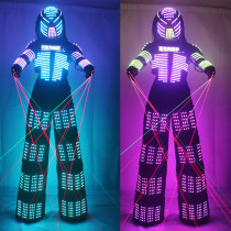 Colorful RGB LED Luminous Costume with Led Helmet LED Clothing Light Led Stilt Robot Suit Kryoman David Guetta Robot Dance Wear