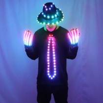 LED Blinking Sequin Jazz Hat Cap Bow Tie Wear Props Easter Wedding Birthday Party Ramadan Decoration