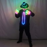 LED Blinking Sequin Jazz Hat Cap Bow Tie Wear Props Easter Wedding Birthday Party Ramadan Decoration