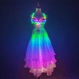 LED lights Bling Bling Mermaid Belly Dance Costume Set Women Belly Dance Bra Skirts Professional Outfit