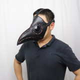 Halloween Gothic Black PU Beak LED Mask Steampunk Plague Doctor Retro Cool Bird Mouth Full Color Luminous Mask Masquerade Party