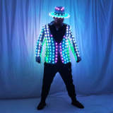 Full Color LED Sequins Fashion Lighting Fashion Senior Host Dress Dance Best Man Banquet Slim Suit Jacket