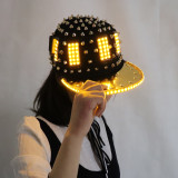 Unisex Punk Hedgehog Rock Rivet Cap Newest Unique Gold Silver Rivet LED Hat Fashion Snapback for Street Hip-hop Rivet