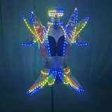 Full Color LED Costumes Colorful Light RGB Women Skirt DJ Bar Wears Led Ballroom Dance Bra Programming Sexy Dress