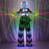 Colorful LED Luminous Costume With Helmet LED Clothing Light Stilt Robot Suit Kryoman David Guetta Robot Dance Wear