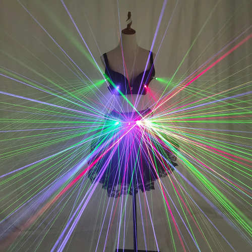 Laser Female Stage Costume Red Green Blue Laser Belt Girdler Bra for Night Club GOGO Dancer Paradie Performance Dress