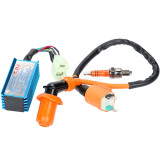 Racing Ignition Coil for 50cc 125cc 150cc Gy6 Moped Scooter ATV Go Kart with 6 Pins CDI and 3 Electrode Spark Plug