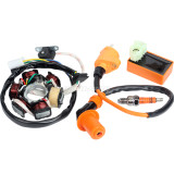 Magneto Stator + Racing Ignition Coil + 6 Pins AC CDI Box + A7TC Spark Plug For Chinese GY6 49cc 50cc Engine Moped Scooter