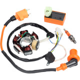 Magneto Stator + Racing Ignition Coil + 6 Pins AC CDI Box + A7TC Spark Plug For Chinese GY6 49cc 50cc Engine Moped Scooter