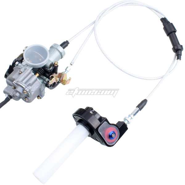 PZ30 30mm Carburetor Power Jet Accelerator Pump + Visible Throttle Twister + Dual Cable + Handlebar Grips For 200-250CC Chinese Pit Dirt Trail Motor Bike Motorcycle