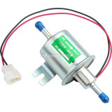 Inline Fuel Pump 12v DC Electric Transfer Universal Low Pressure Gas Diesel Fuel Pump 2.5-4 psi HEP-02A - Silver