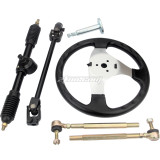 Round Steering Wheel Tie Rod Rack Adjustable Shaft Assembly Kit For 110cc - 250cc Engines Go Kart ATV