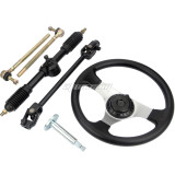 Round Steering Wheel Tie Rod Rack Adjustable Shaft Assembly Kit For 110cc - 250cc Engines Go Kart ATV