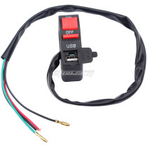 12v 7/8in Universal Motorcycle Handlebar On Off Push Button Switch With USB Charger Headlight Control Switch for Motorcycle ATV Scooter or Snowmobile