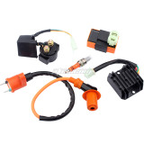 Racing GY6 Ignition Coil Voltage Regulator Rectifier Solenoid Relay 6 Pin AC CDI Spark Plug Kit for 50cc 125cc 150cc ATV Quad Go Kart Moped Scooter