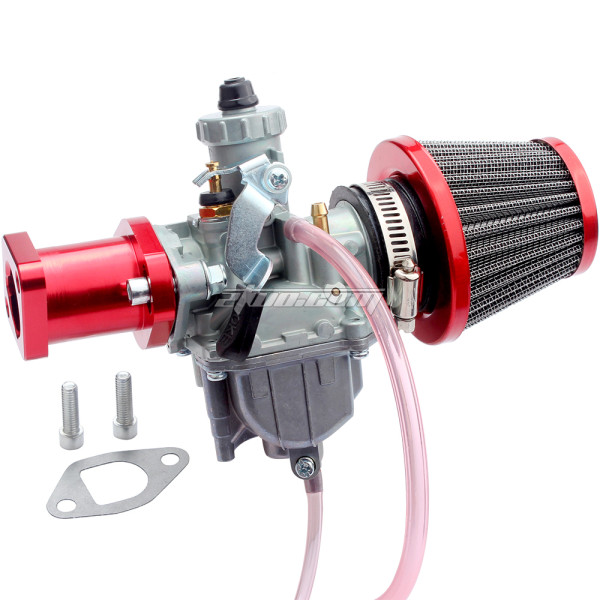 VM22 Carburetor Performance Intake Pipe Manifold 38mm Air Filter Kit Adapt for Freight Predator 212cc GX200 6.5hp Engine 196cc CT200U KT196 Moto Mini Bike Race Go Kart - Red