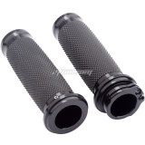 Black 1 Inch Hand Grips Handlebar Grips Cable Throttle Compatible for Harley Davidson Sportster Touring Dyna Softail Street Glide 883 1200 Honda Kawasaki Suzuki Yamaha Bobber Chopper Cafe Racer BMW Motorcycle