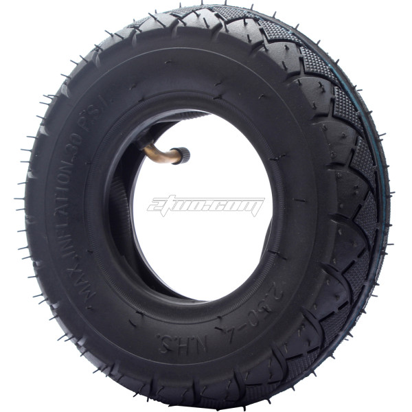 2.50-4 inch Tire and Inner Tube with TR87 Bent Valve Stem For Pneumatic Hand Truck Utility Cart Lawn Mowers Wheelbarrows Dollies Scooters Electric Wheelchairs