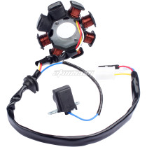 8-coil Magneto Alternator Stator for GY6 49cc 50cc 139QMB 139QMA Chinese Scooter Moped Engine (Dual Ignition Coils)
