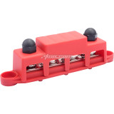 12V Power Distribution Block 250A Bus Bar Terminal Block with Cover M8 / M10 4 Way Terminal Studs 48VDC 300VAC for Truck Boat Car Camper RV