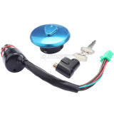 Ignition Switch Fuel Gas Cap Cover Steering Lock Key Set for Suzuki GN 125 Motorcycle