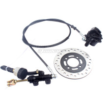 Rear Hydraulic Brake Assembly Caliper Master Cylinder Kit + Disc Brake Plate for 50cc 70cc 90cc 110cc 125cc 150cc 200cc Dirt Bike Quad Go Kart Golf Cart ATV Buggy