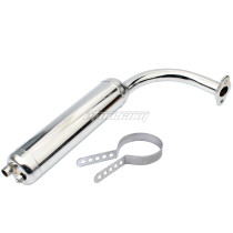 Muffler Exhaust Pipe Chrome With Fxing Clamp Hoop For 2-Stroke 49cc 60cc 66cc 80cc Engine Motor Motorized Bicycle Bike