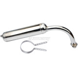 Muffler Exhaust Pipe Chrome With Fxing Clamp Hoop For 2-Stroke 49cc 60cc 66cc 80cc Engine Motor Motorized Bicycle Bike