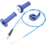 Blue Twist Handlebar Grips With Throttle Cable For 50cc-250cc CRF XR BBR TTR KLX Predator 212cc Coleman CT100U MB200 Dirt Pit Bike Quad ATV Buggy 4 Wheel Motorcycle