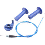 Blue Twist Handlebar Grips With Throttle Cable For 50cc-250cc CRF XR BBR TTR KLX Predator 212cc Coleman CT100U MB200 Dirt Pit Bike Quad ATV Buggy 4 Wheel Motorcycle