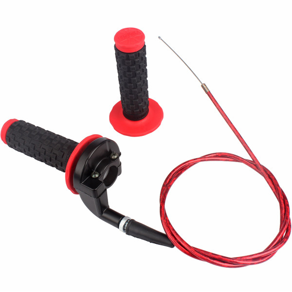 Twist Handlebar Grips With Throttle Cable For 50cc-250cc CRF XR BBR TTR KLX Predator 212cc Coleman CT100U MB200 Dirt Pit Bike Quad ATV Buggy 4 Wheel Motorcycle - RED