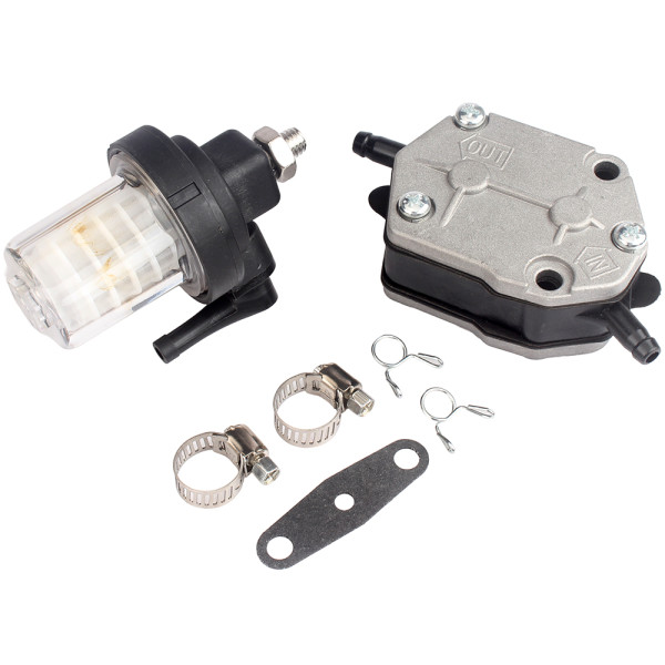 Fuel Pump Bundle with Fuel Filter Pipe Clamps for Yamaha 20-90 HP Suzuki 8-65 HP and Tohatsu Nissan Outboard Motors 692-24410-00 61N-24560-00