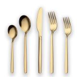 20-Piece shiny Gold Plated Stainless Steel Flatware Set, Service for 4