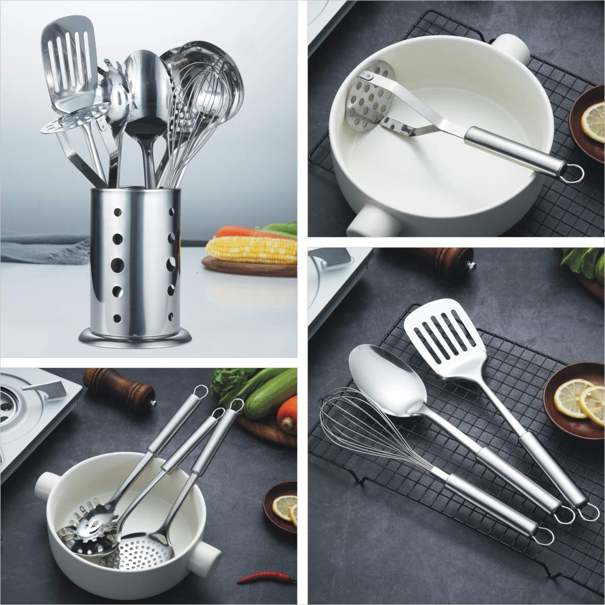 Lexi Home Premium Stainless Steel Kitchen Utensils - 8 Piece Set | Mathis Home